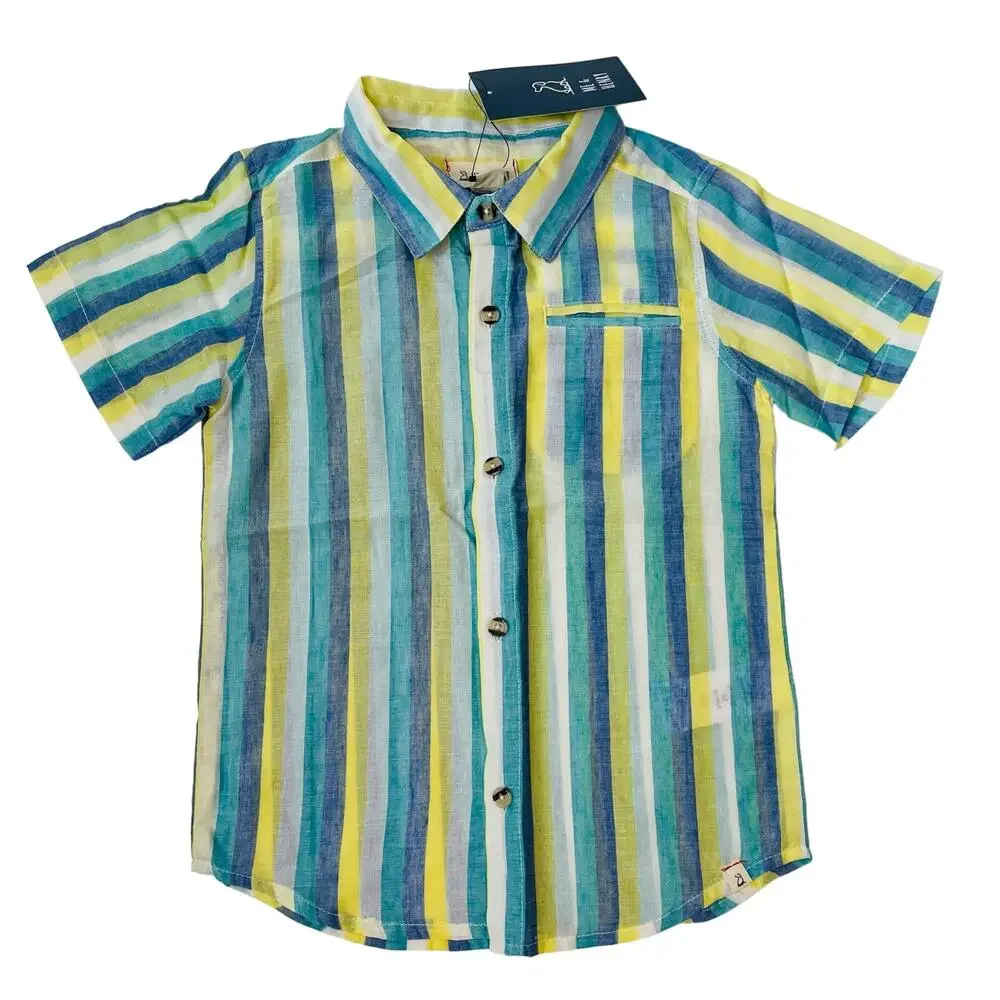 Me & Henry Size 8/9Y Bright Stripe Pier Short Sleeve Shirt